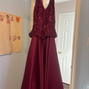 Elegant Burgundy Sequin Gown